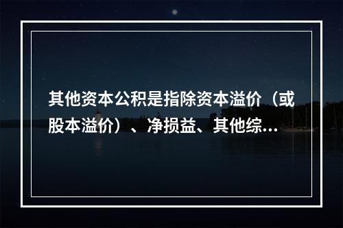 其他资本公积是指除资本溢价（或股本溢价）、净损益、其他综合收