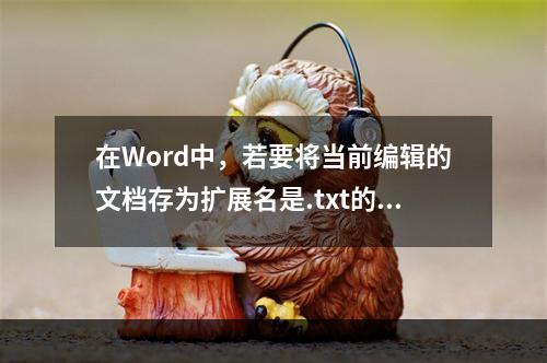 在Word中，若要将当前编辑的文档存为扩展名是.txt的文件