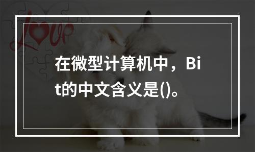 在微型计算机中，Bit的中文含义是()。