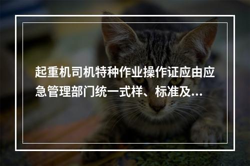 起重机司机特种作业操作证应由应急管理部门统一式样、标准及编号