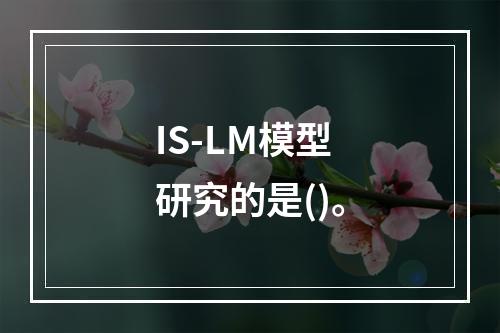 IS-LM模型研究的是()。