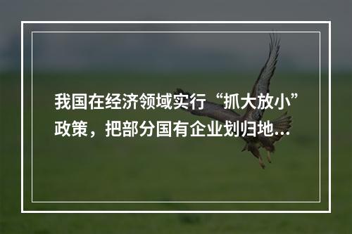 我国在经济领域实行“抓大放小”政策，把部分国有企业划归地方管