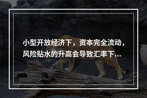 小型开放经济下，资本完全流动，风险贴水的升高会导致汇率下降.