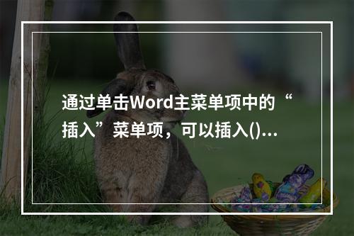 通过单击Word主菜单项中的“插入”菜单项，可以插入()。