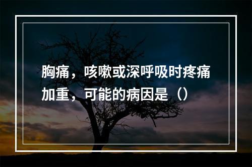 胸痛，咳嗽或深呼吸时疼痛加重，可能的病因是（）