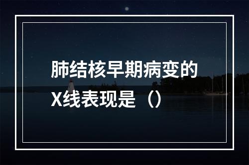 肺结核早期病变的X线表现是（）