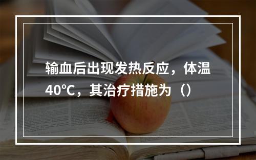 输血后出现发热反应，体温40℃，其治疗措施为（）