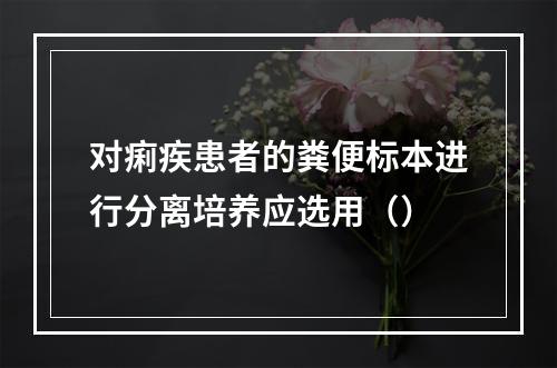 对痢疾患者的粪便标本进行分离培养应选用（）