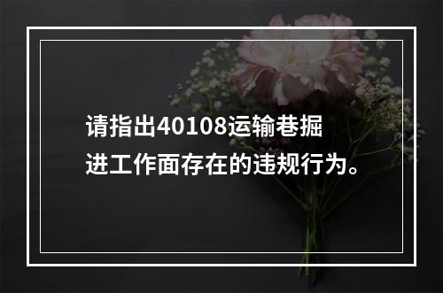 请指出40108运输巷掘进工作面存在的违规行为。