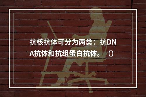 抗核抗体可分为两类：抗DNA抗体和抗组蛋白抗体。（）