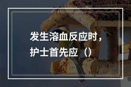 发生溶血反应时，护士首先应（）