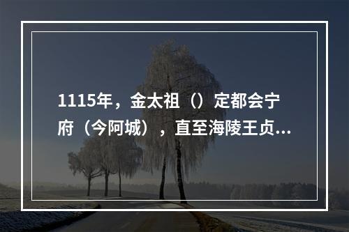 1115年，金太祖（）定都会宁府（今阿城），直至海陵王贞元元