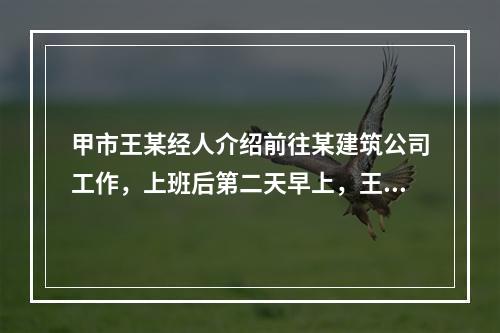 甲市王某经人介绍前往某建筑公司工作，上班后第二天早上，王某提