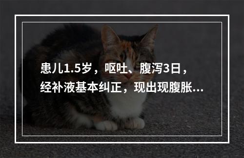 患儿1.5岁，呕吐、腹泻3日，经补液基本纠正，现出现腹胀、心