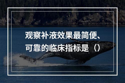 观察补液效果最简便、可靠的临床指标是（）