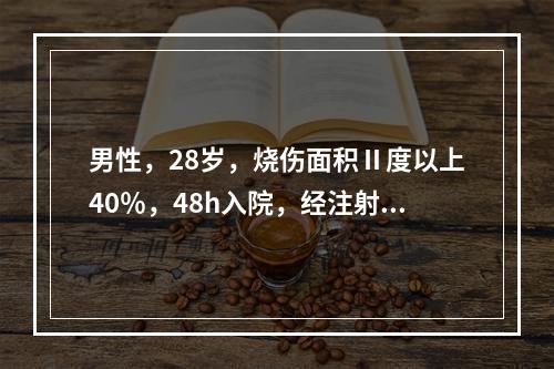 男性，28岁，烧伤面积Ⅱ度以上40％，48h入院，经注射吗啡