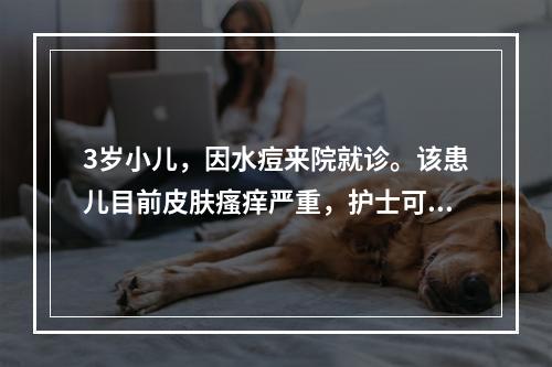 3岁小儿，因水痘来院就诊。该患儿目前皮肤瘙痒严重，护士可以采