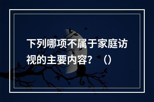 下列哪项不属于家庭访视的主要内容？（）