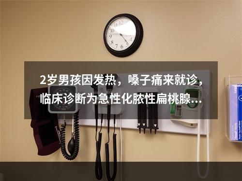 2岁男孩因发热，嗓子痛来就诊，临床诊断为急性化脓性扁桃腺炎，