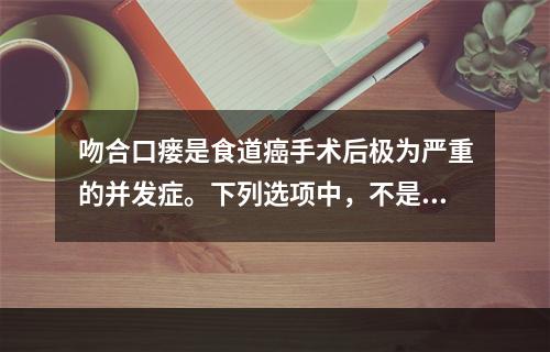 吻合口瘘是食道癌手术后极为严重的并发症。下列选项中，不是吻合