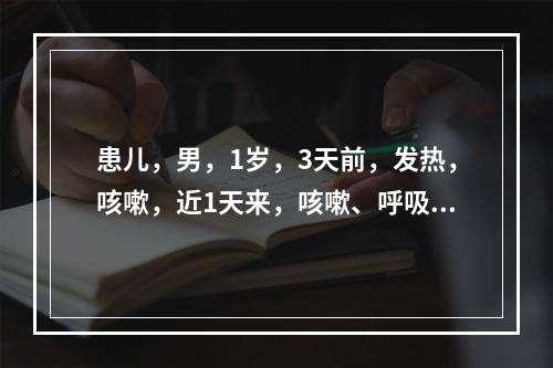 患儿，男，1岁，3天前，发热，咳嗽，近1天来，咳嗽、呼吸急促