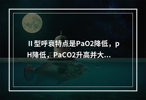 Ⅱ型呼衰特点是PaO2降低，pH降低，PaCO2升高并大于5