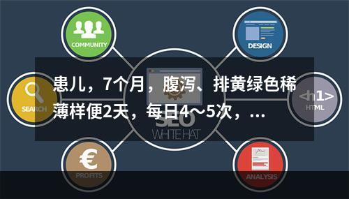 患儿，7个月，腹泻、排黄绿色稀薄样便2天，每日4～5次，精神