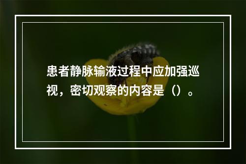 患者静脉输液过程中应加强巡视，密切观察的内容是（）。