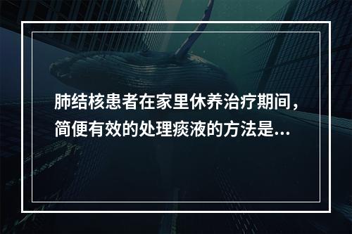 肺结核患者在家里休养治疗期间，简便有效的处理痰液的方法是（）