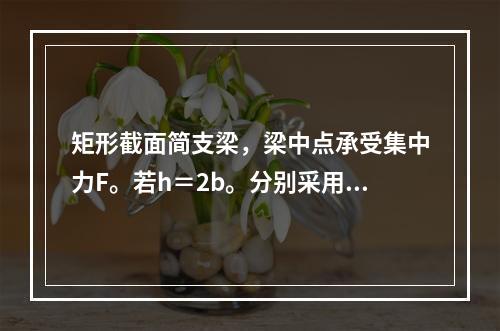 矩形截面简支梁，梁中点承受集中力F。若h＝2b。分别采用图