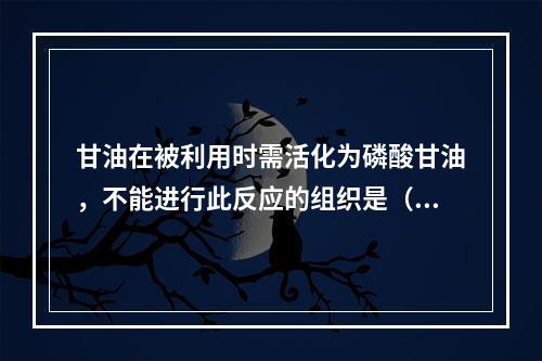 甘油在被利用时需活化为磷酸甘油，不能进行此反应的组织是（）