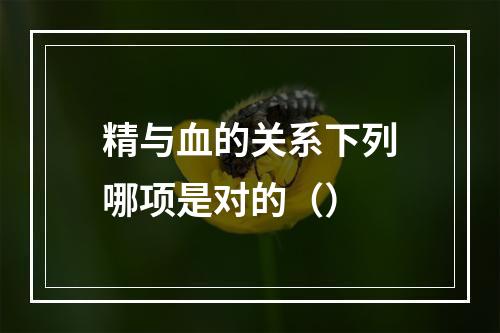 精与血的关系下列哪项是对的（）