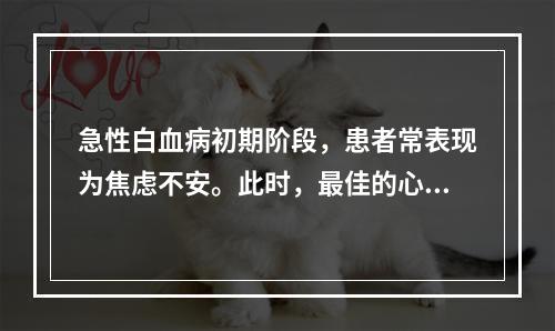 急性白血病初期阶段，患者常表现为焦虑不安。此时，最佳的心理护