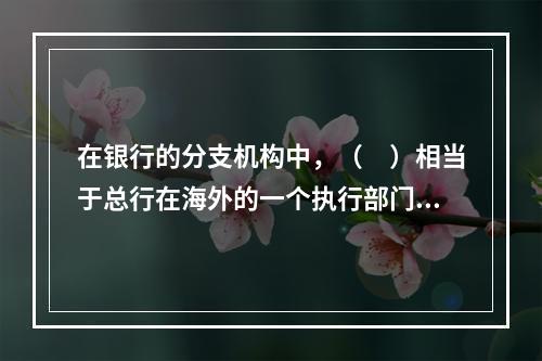 在银行的分支机构中，（　）相当于总行在海外的一个执行部门，能