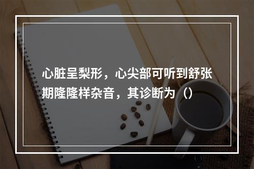 心脏呈梨形，心尖部可听到舒张期隆隆样杂音，其诊断为（）