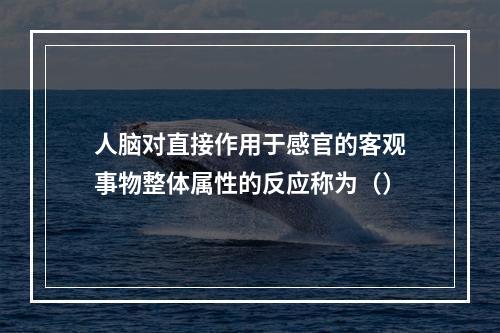 人脑对直接作用于感官的客观事物整体属性的反应称为（）