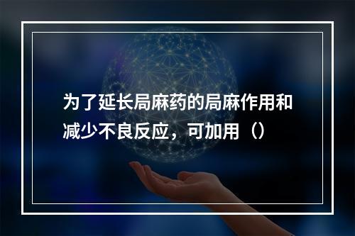 为了延长局麻药的局麻作用和减少不良反应，可加用（）