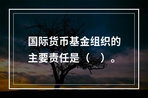 国际货币基金组织的主要责任是（　）。