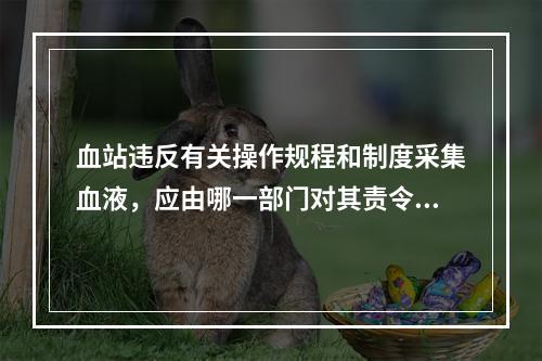 血站违反有关操作规程和制度采集血液，应由哪一部门对其责令改正