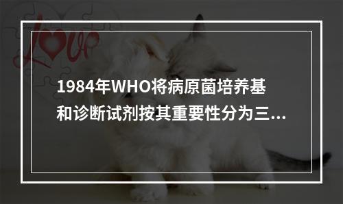 1984年WHO将病原菌培养基和诊断试剂按其重要性分为三级，