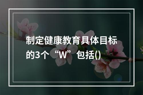 制定健康教育具体目标的3个“W”包括()