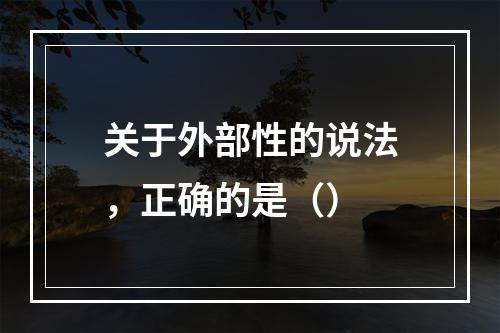 关于外部性的说法，正确的是（）