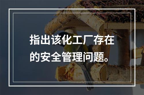 指出该化工厂存在的安全管理问题。