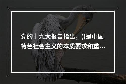 党的十九大报告指出，()是中国特色社会主义的本质要求和重要保