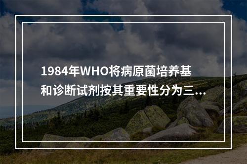 1984年WHO将病原菌培养基和诊断试剂按其重要性分为三级，