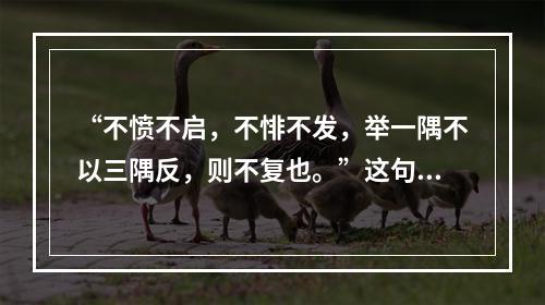 “不愤不启，不悱不发，举一隅不以三隅反，则不复也。”这句话出