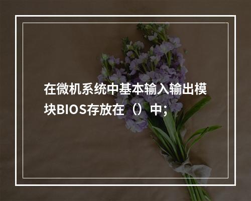 在微机系统中基本输入输出模块BIOS存放在（）中；