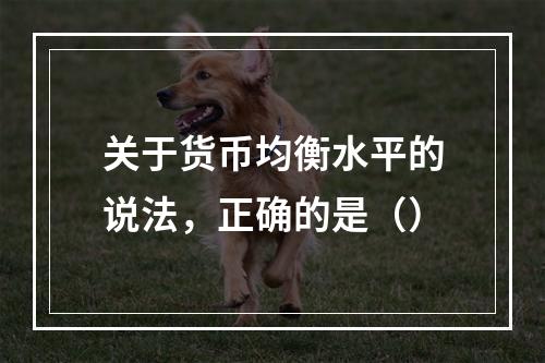 关于货币均衡水平的说法，正确的是（）