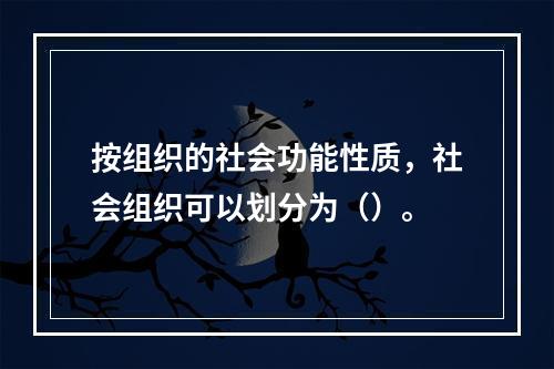 按组织的社会功能性质，社会组织可以划分为（）。