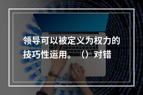 领导可以被定义为权力的技巧性运用。（）对错